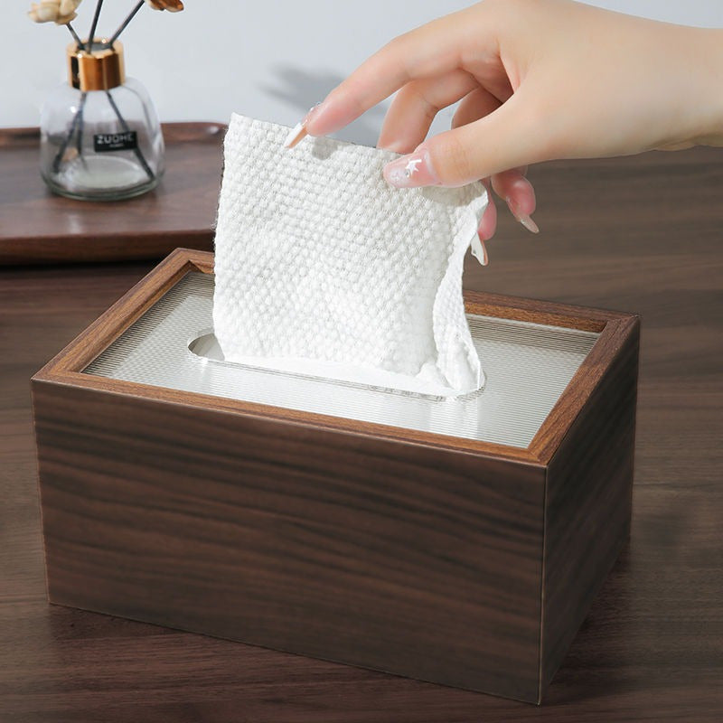 Walnut Colored Wood Tissue Box - Simple Tissue Holder