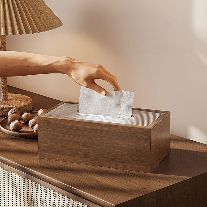 Walnut Colored Wood Tissue Box - Simple Tissue Holder