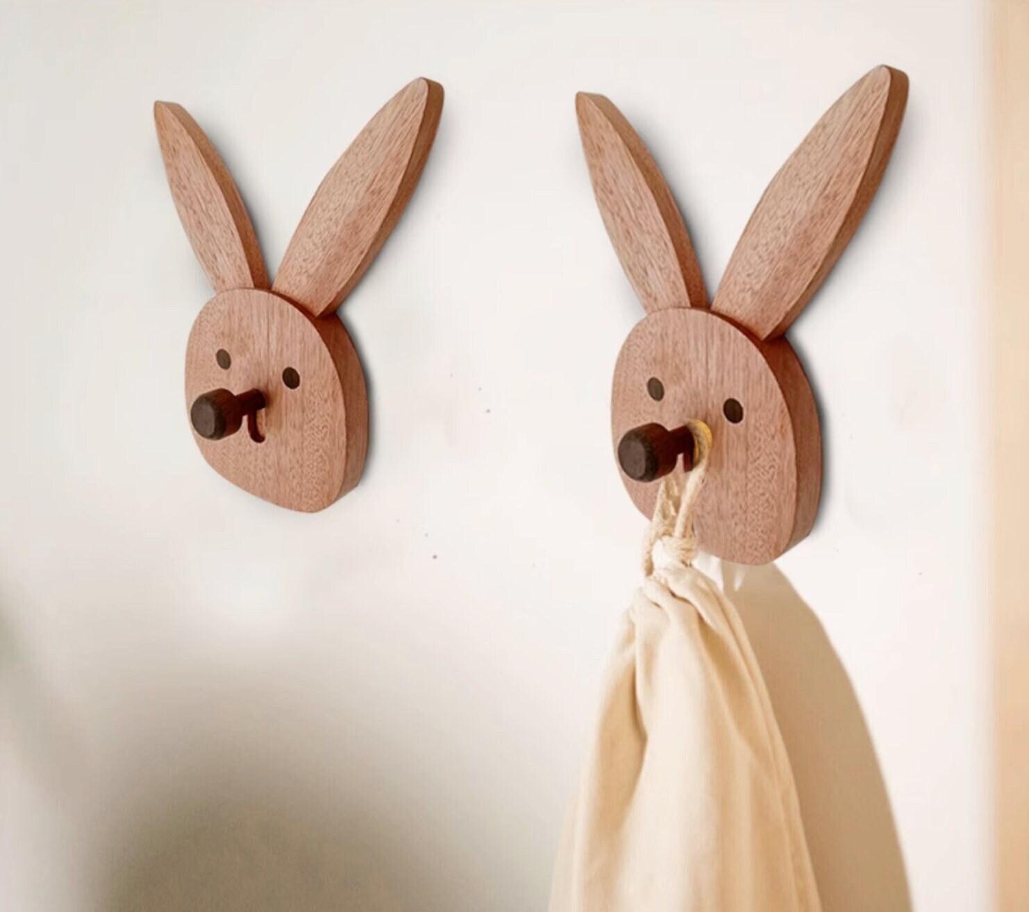 Bunny kids room hook, wooden bunny decorative hook, rabbit animal wall hook