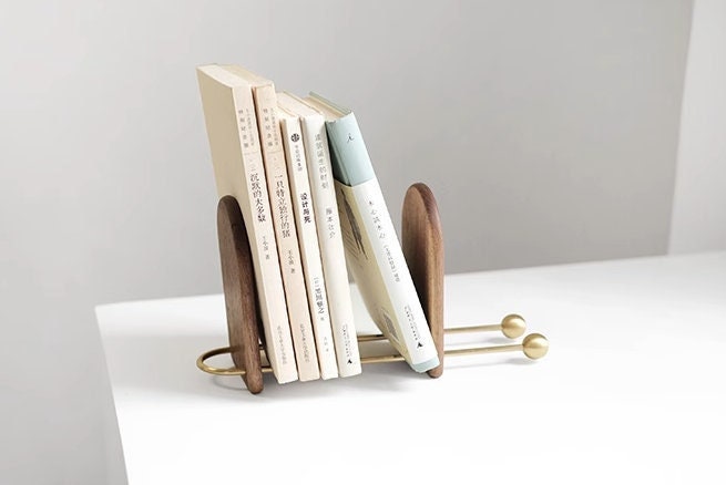 Adjustable book file, miscellaneous simple bookends, creative nordic wooden book stand, study desktop book storage rack