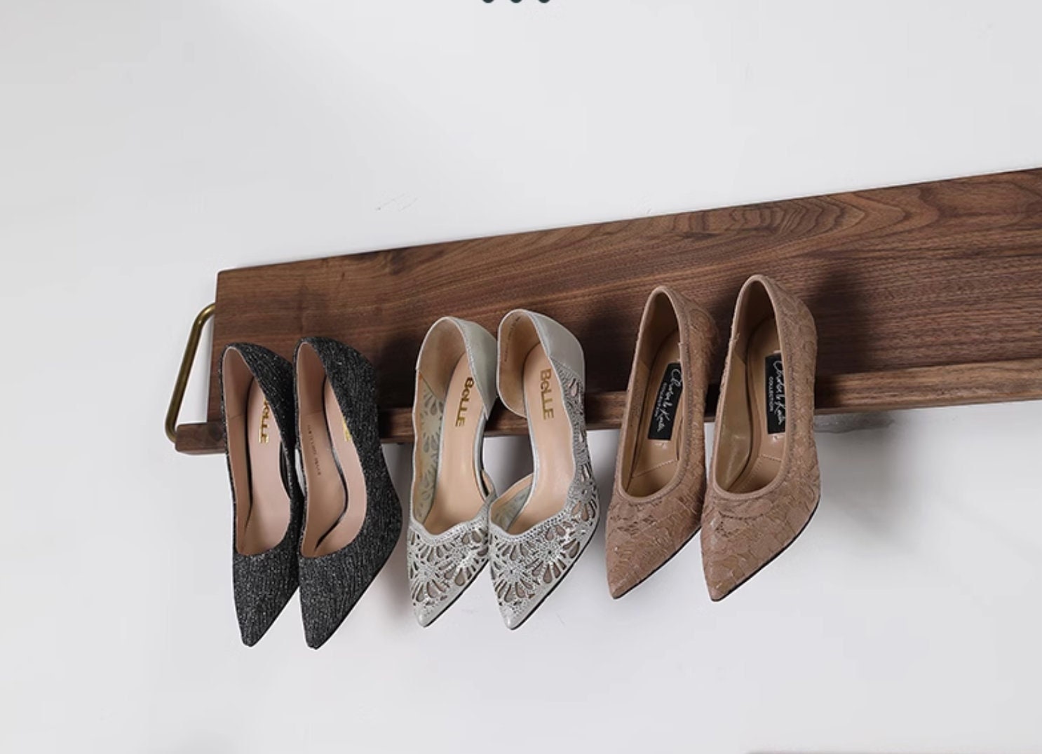 Wooden shoe rack, wall mounted entryway shoe rack, entryway organization for shoes, wall shoe shelf, walnut wood shoe storage