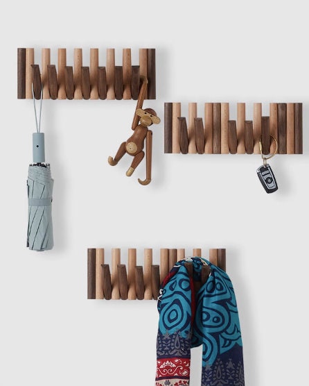 Wooden piano key wall hanger, light luxury solid wood piano key hook hanger, modern wooden coat hanger, flip down wall hook rack