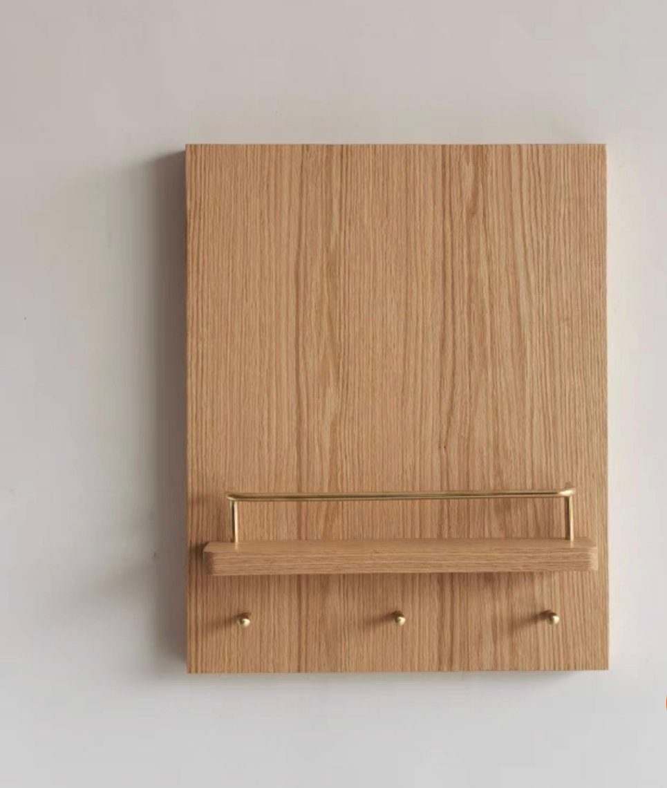 Oak wood electricity meter box cover on hinges, wooden switch box wall cover with hooks