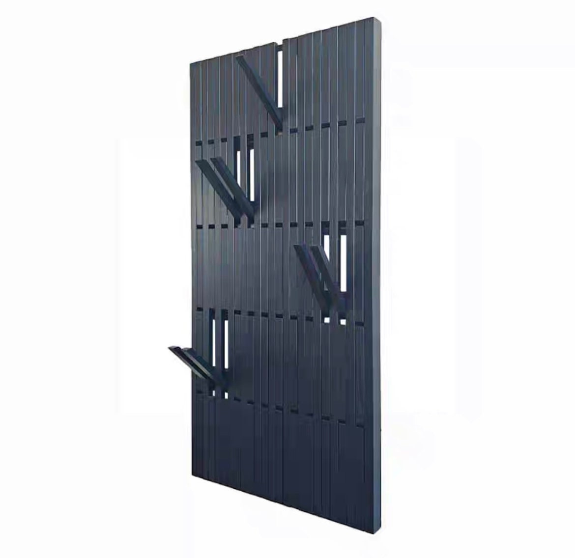 Black wood big wall rack, piano ash wood wall-mounted hanger, black wood coat hanger organizer, wall storage, garderobe wood rack